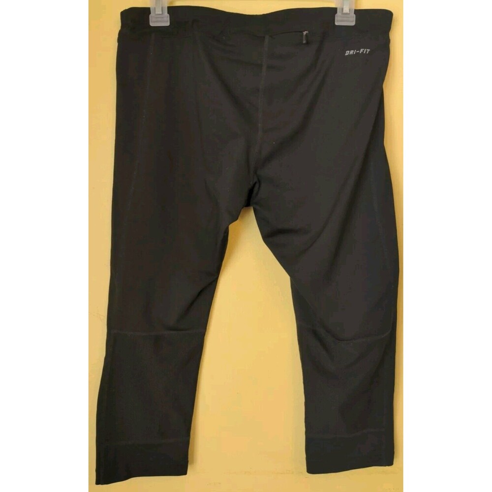 NIKE DRI FIT Running Capri Crop Black Athletic Running Pants Pocket Size Large - Picture 3 of 7